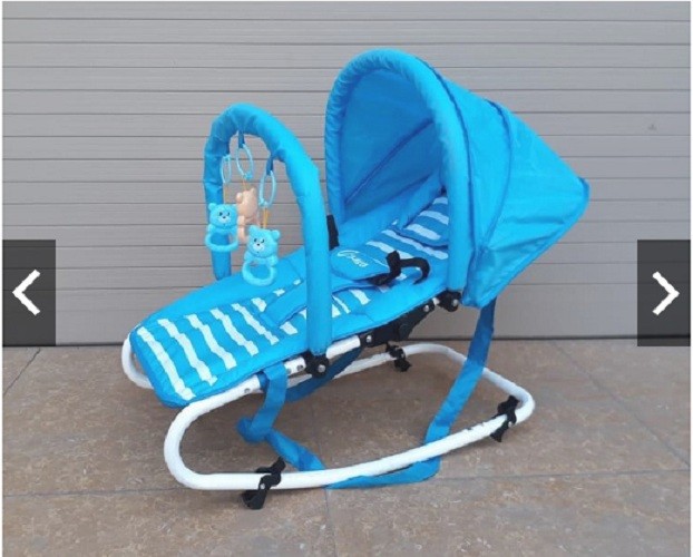 Ghế rung cao cấp ăn bột cho bé - Có bảo hiểm + đồ chơi + mái che + điều chỉnh nằm ngồi