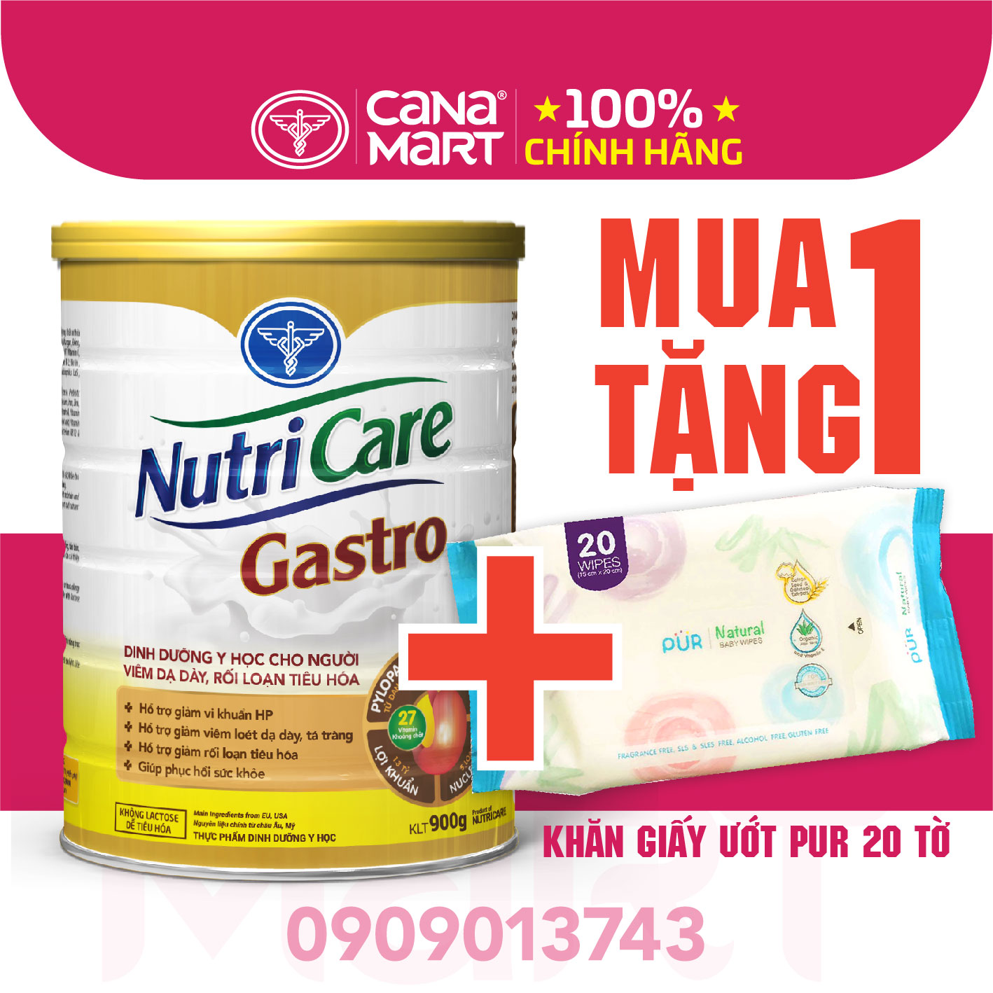 Sữa bột Nutricare Gastro dinh dưỡng y học cho người viêm dạ dày, rối loạn tiêu hóa (900g)