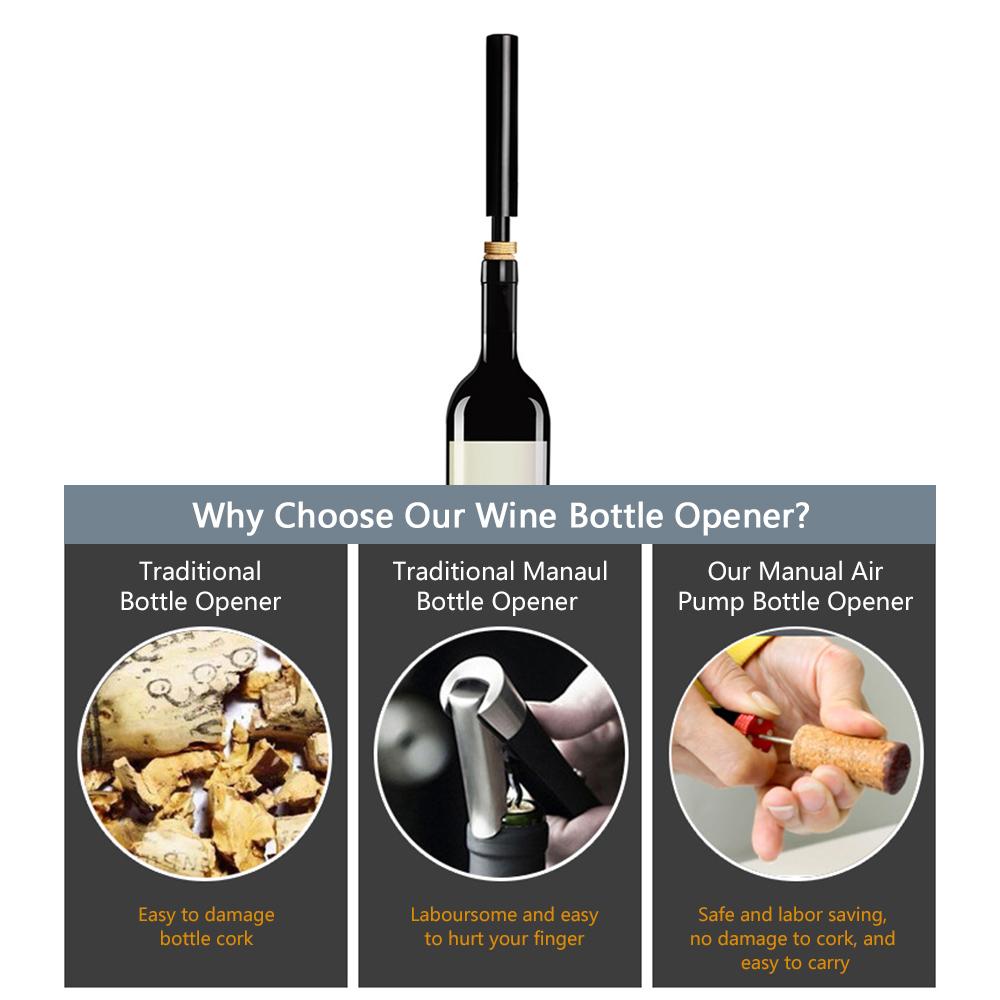 Portable Manual Wine Opener Air Pressure Pump Wine Bottle Opener Corkscrew Wine Opening Tool for Home Restaurant Bar