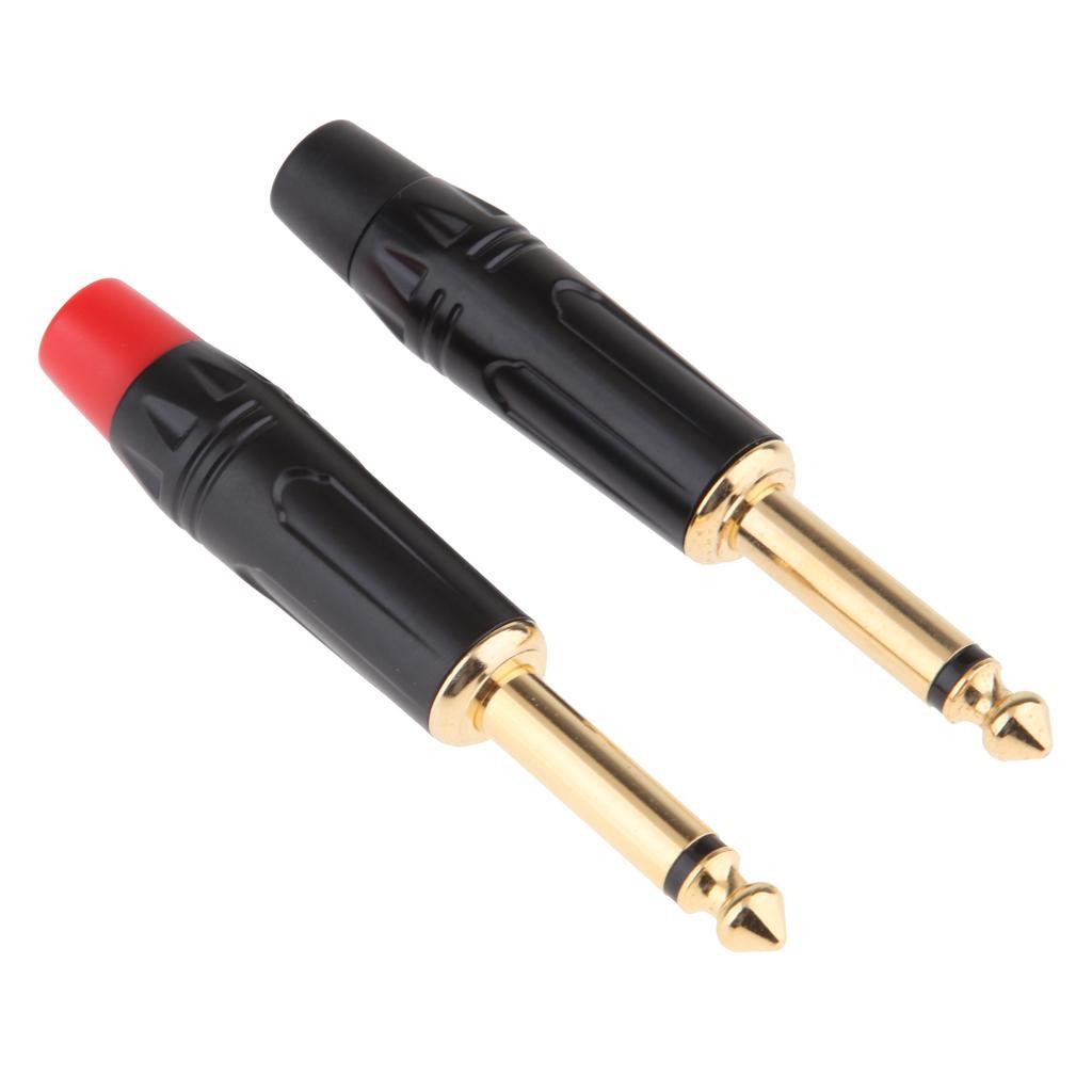 2x 6.5mm 1/4inch Mono Audio Male Solder Plug  Connector
