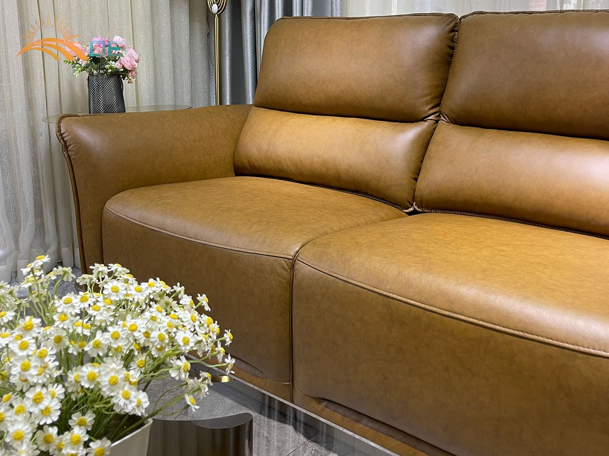 Sofa chỉnh điện 100% da bò Italy Juno sofa màu vàng – SFBDCT01 2m7 hàng cao cấp chuẩn da bò nhập khẩu Ý