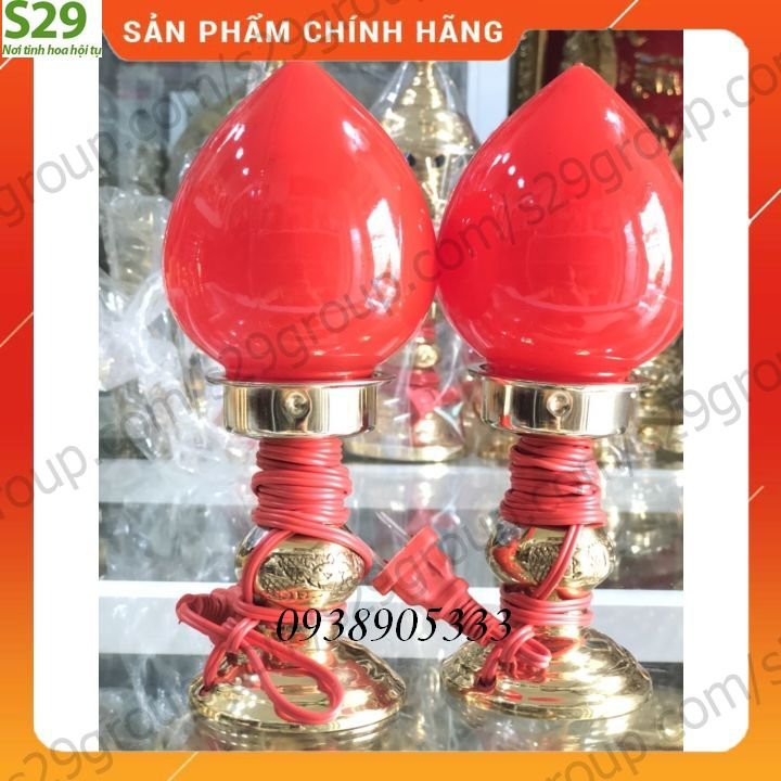 Compo đôi đèn thờ bằng đồng cao 21cm,đồ thờ cúng cao cấp