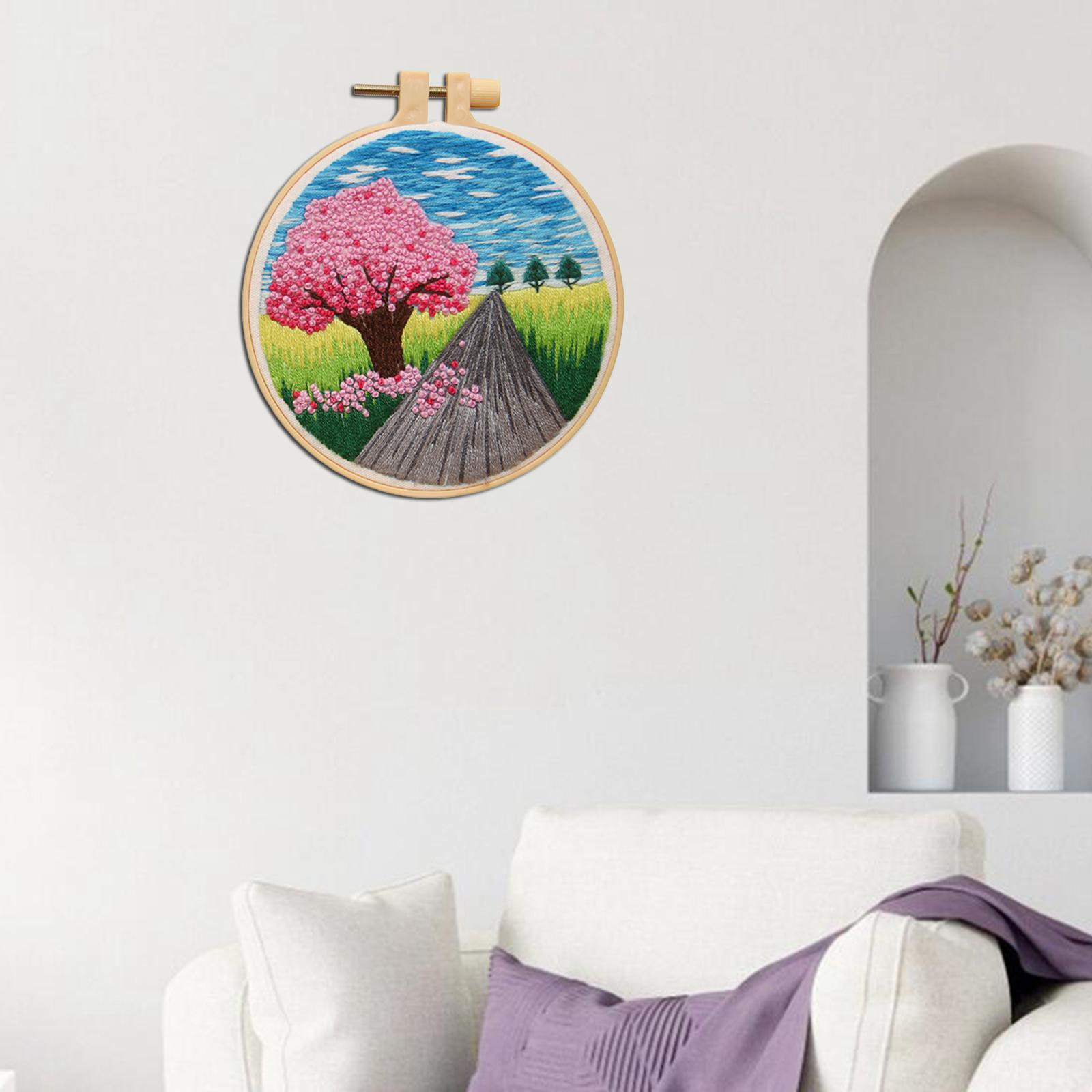 Cross Stitch Sewing Fabric Hoop Art Making DIY Embroidery Adults Peach