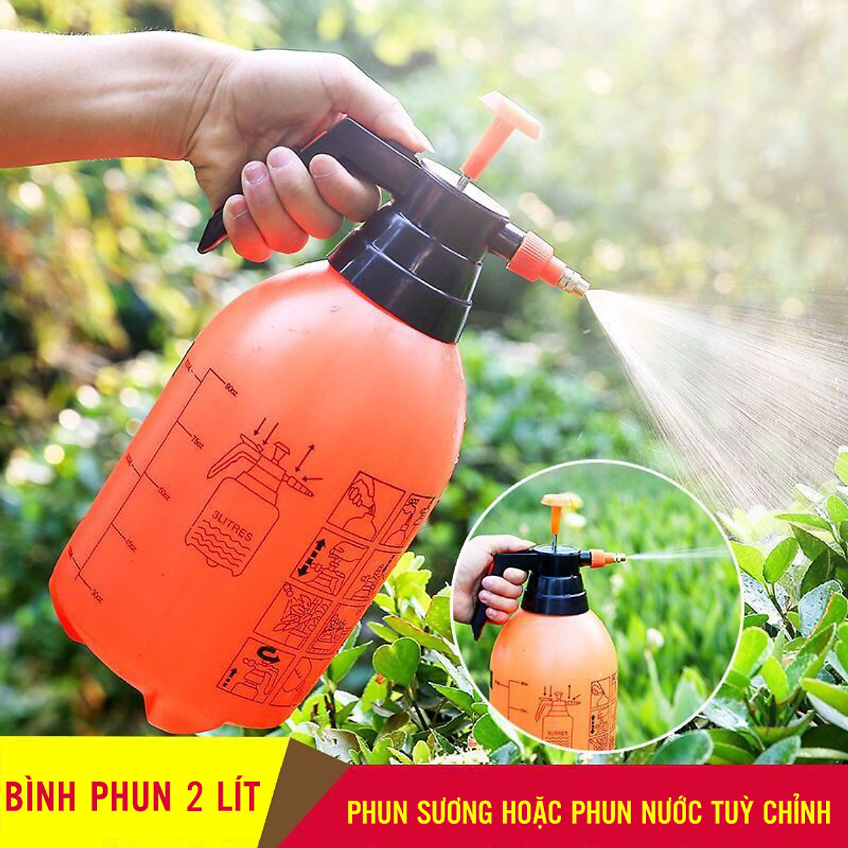 Bình Xịt Tưới Cây Có Đầu Chỉnh Phun Sương Tiện Lợi Dung Tích 2L