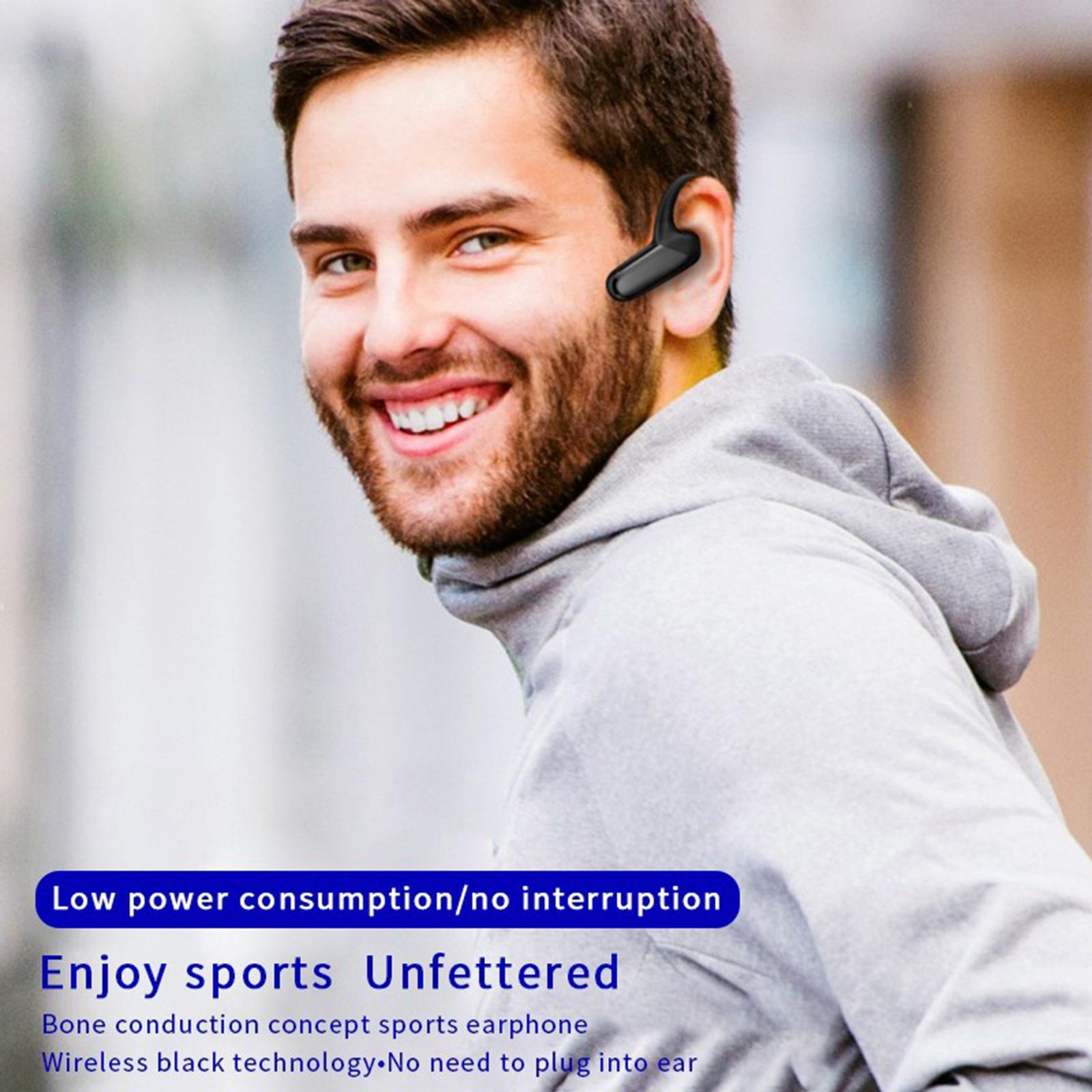 Handsfree Bluetooth Headset Open Ear Stereo Sports Wireless Earphones Black
