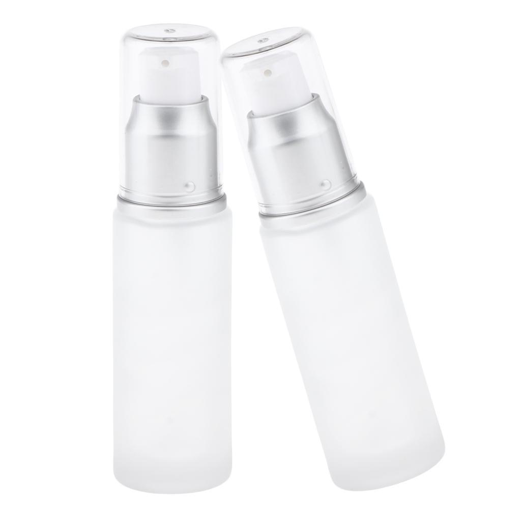 Pack Of 4 Empty Glass Lotion Cream Pump Container & Bottle Travel