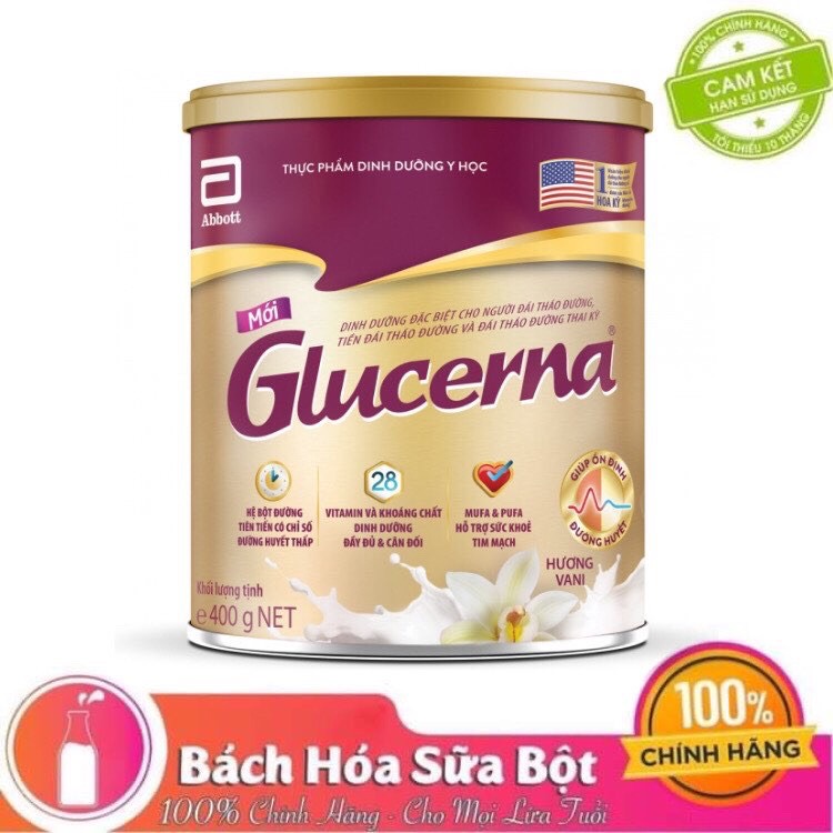 Combo 4 Lon Sữa Bột Abbott Glucerna GLV Dành Cho Người Đái Tháo Đường Và Tiền Đái Tháo Đường (400g)