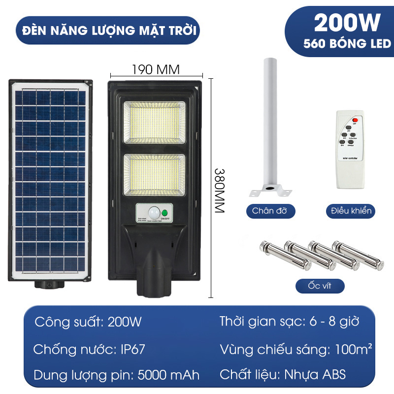 Đèn năng lượng mặt trời 200w,300w,400w - Công nghệ Chip LED, độ sáng cao- D1383