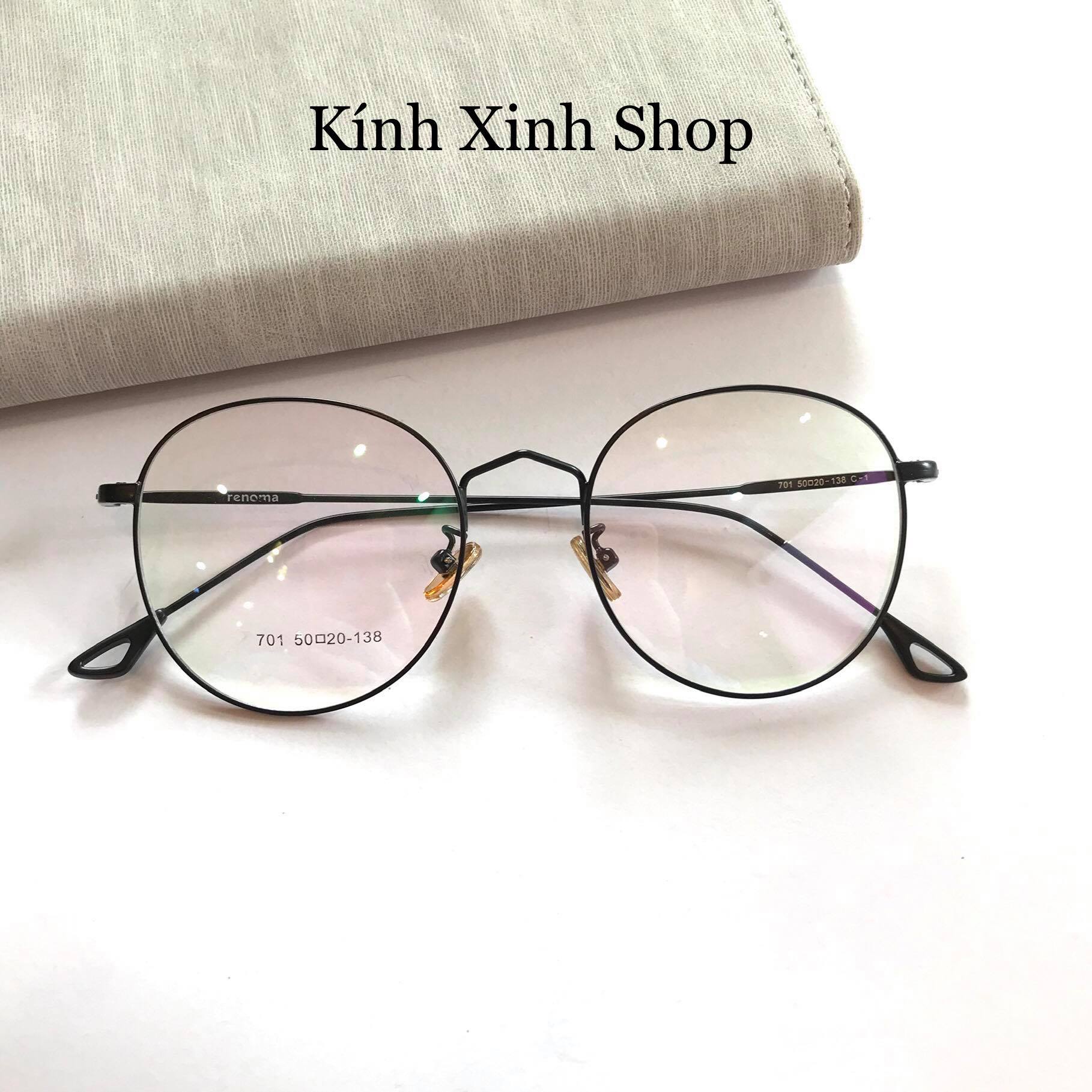 Kính Mắt Tròn Kim Loại Phong Cách Vintage Chống Ánh Sáng Xanh - Kính Xinh