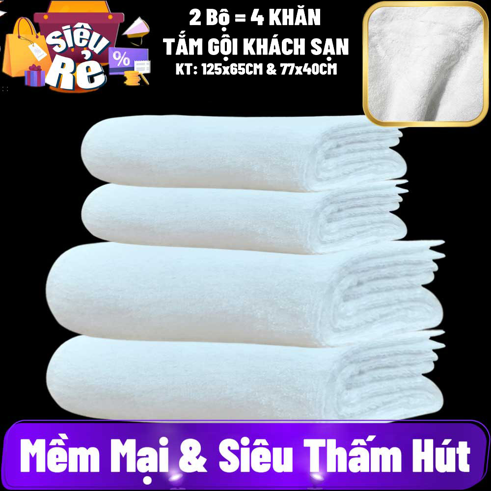 #GIẢM SỐC COMBO 2 BỘ = 4 khăn tắm gội khách sạn cao cấp xuất khẩu Nhật, gồm# khăn tắm 125x65cm và khăn gội 77x40cm