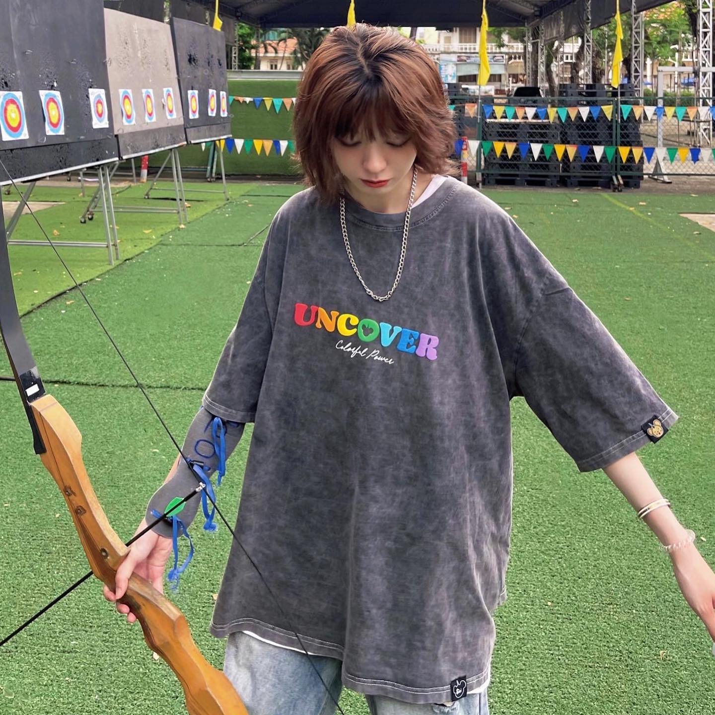 Áo thun UNCOVER Wash 7 màu áo thun wash tee Xám full tag nam nữ - Gin Store