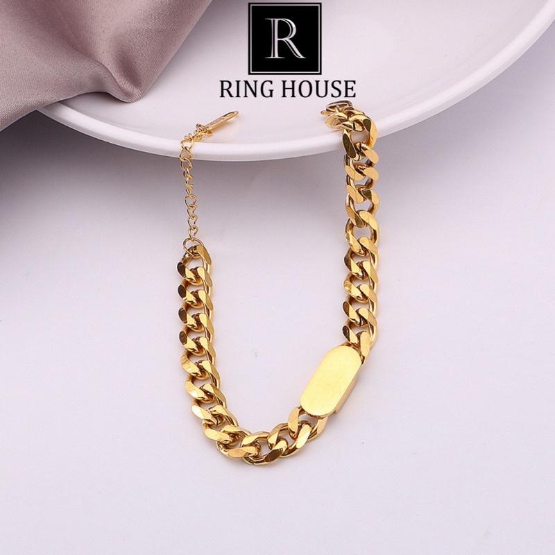 Lắc Tay Vòng Tay Nữ Titan Không Gỉ Xích Mặt Trơn Cá Tính Đẹp Ring House xe