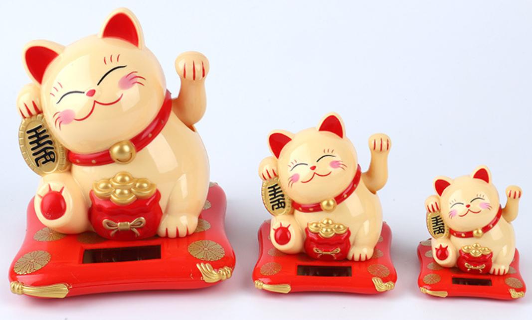 Mèo thần tài Maneki Neko vẫy tay pin mặt trời - M