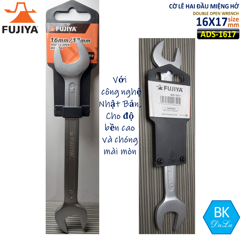 Cờ lê hai đầu miệng hở 16x17mm Fujiya Công nghệ Nhật Bản ADS-1617 Genuine Thép CR-V