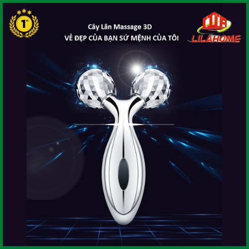 Cây Lăn Massage Mặt Thông Minh LILAHOME - Con Lăn Đôi 3D Xoay 360 Độ - Hàng Chính Hãng