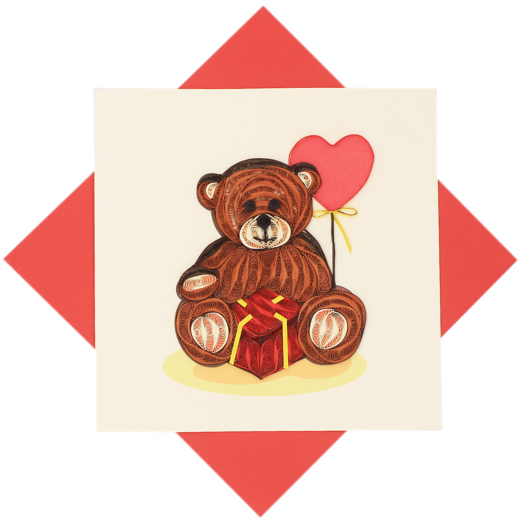 Thiệp Handmade - Thiệp Gấu tình yêu nghệ thuật giấy xoắn (Quilling Card) - Tặng Kèm Khung Giấy Để Bàn - Thiệp chúc mừng sinh nhật, kỷ niệm, tình yêu, cảm ơn...