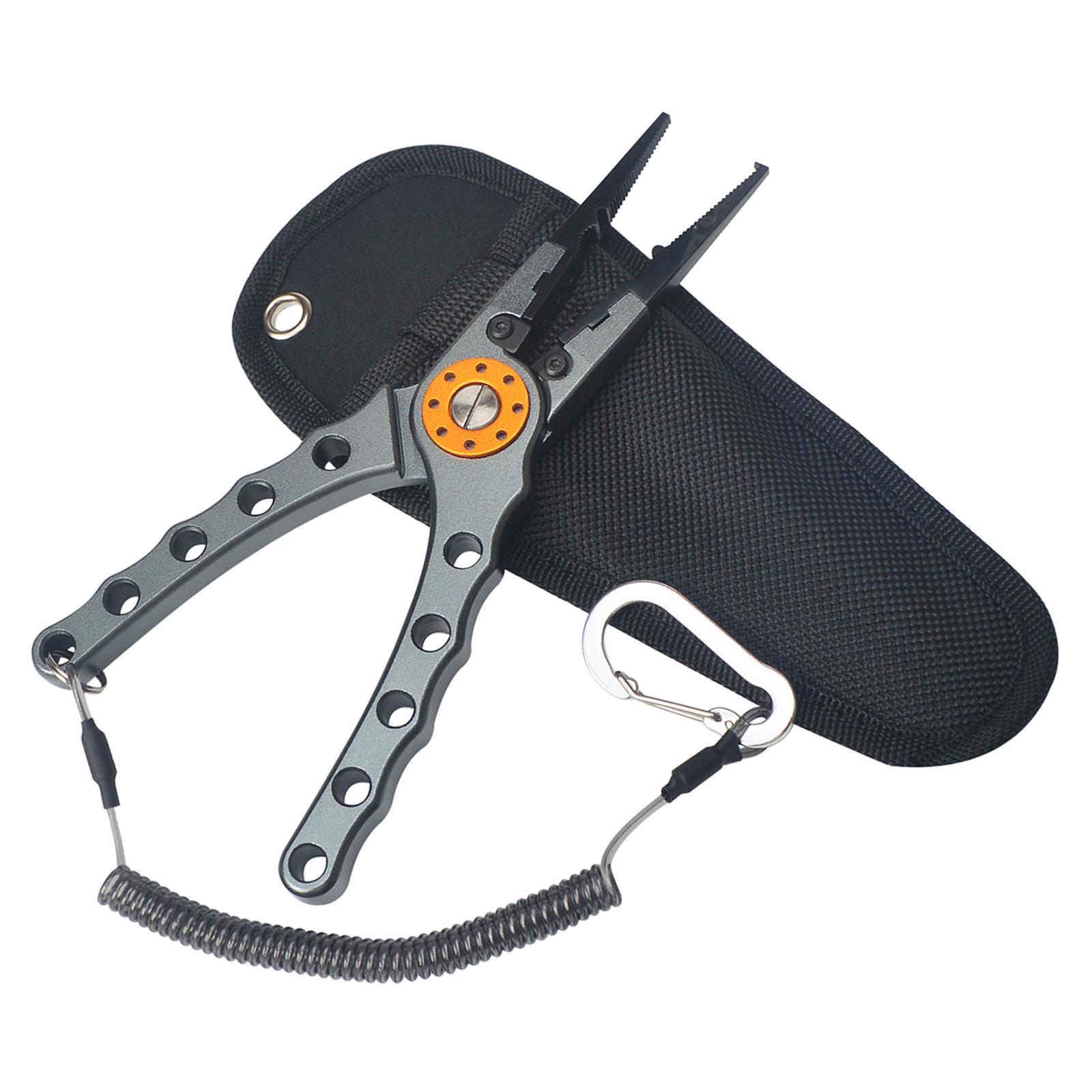 Aluminum Alloy Fishing Pliers Lightweight Fishing Tackle Pliers Braid Cutters, Equipped with Sheath and Lanyard