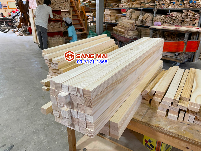 [MS86] Thanh gỗ thông vuông 3cm x 3cm x dài 120cm + láng mịn 4 mặt