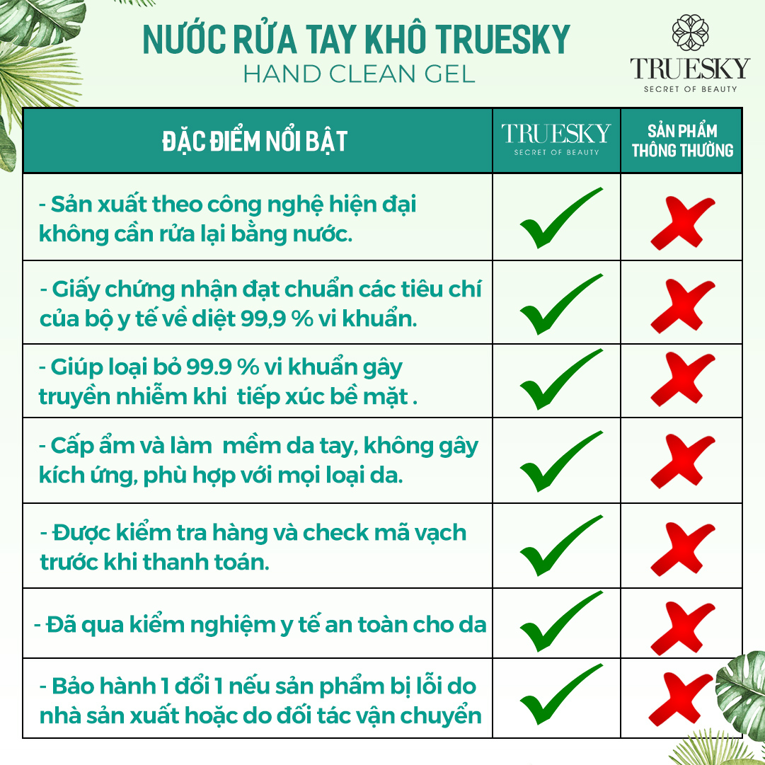 Gel rửa tay khô sát khuẩn Truesky - Hand Clean Gel