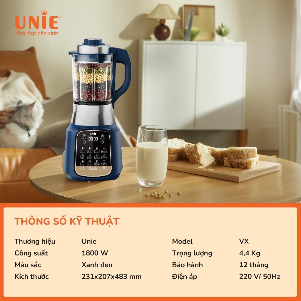 Máy Làm Sữa Hạt Unie VX, 1800w - 1.75Lit, Có Tạm Dừng &amp; Sấy Khử Khuẩn, Hàng Chính Hãng