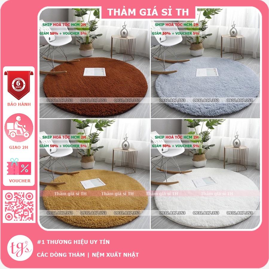 Thảm Lông Cừu Cao Cấp | Lông Tròn Trải Sàn Có Đế Chống Trượt | Tròn 80cm, 1m, 1m2