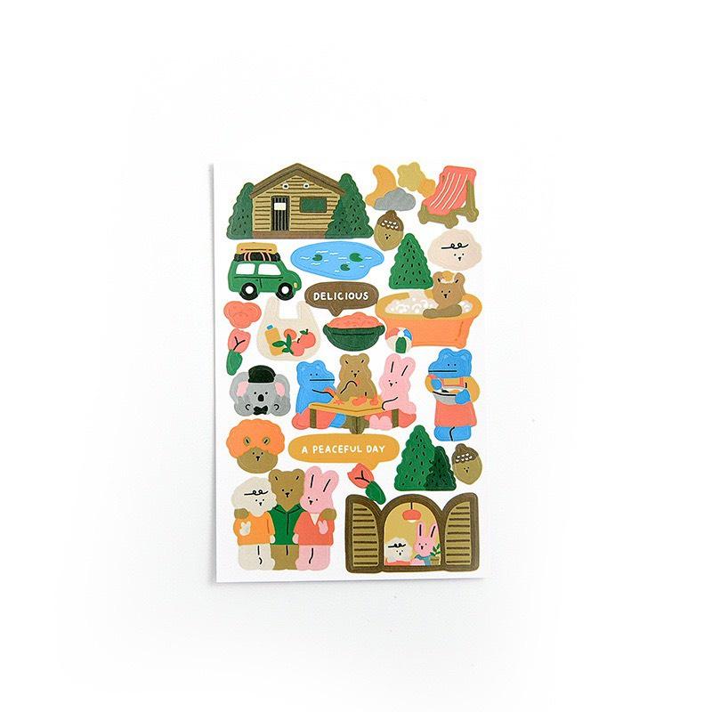 Miếng sticker gấu dán trang trí, dễ thương Hàn Quốc