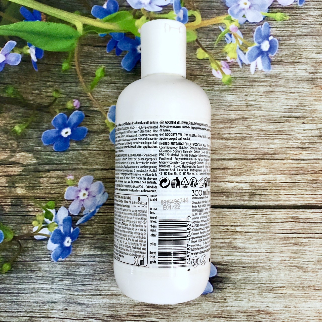 Dầu gội tím khử ánh vàng cho tóc trắng bạch kim Schwarzkopf Goodbye Yellow PH 4.5 Neutralizing Wash Shampooing 300ml