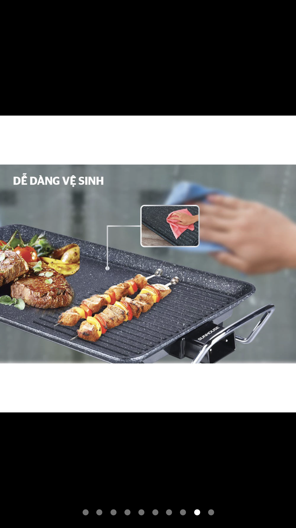 Bếp Nướng Điện Sunhouse SHD4607, Công Suất 1500W, Phủ Chống Dính Whitford Phủ Đá Hoa Cương, Hàng Chính Hãng
