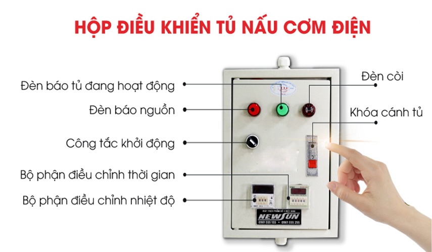 Tủ Nấu Cơm 60 Kg Gạo/ Mẻ Bằng Điện Gas 12 Khay NEWSUN - Hàng Chính Hãng