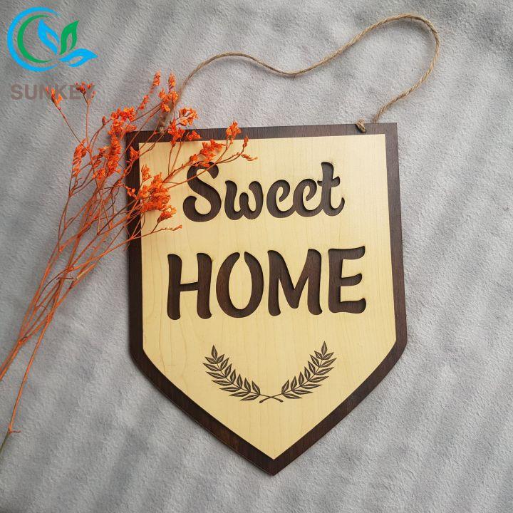 Bảng Gỗ Treo Cửa Sweet Home - Kích Thước 25x15 cm - Chất Liệu Gỗ MDF - Trang Trí Tường