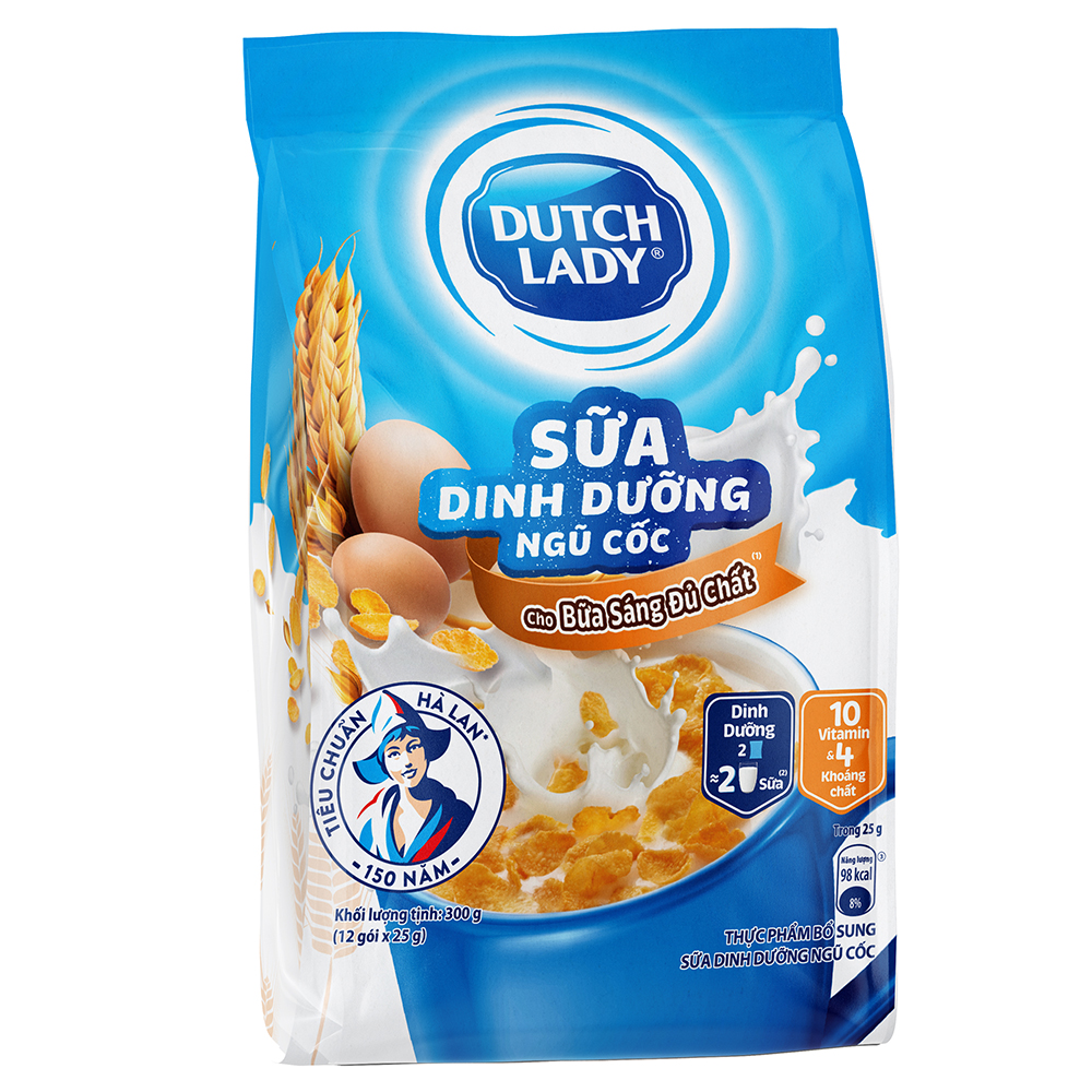 Túi 12 Gói Sữa Dinh Dưỡng + Ngũ Cốc Cô Gái Hà Lan (300g) - Cho bữa sáng đủ chất