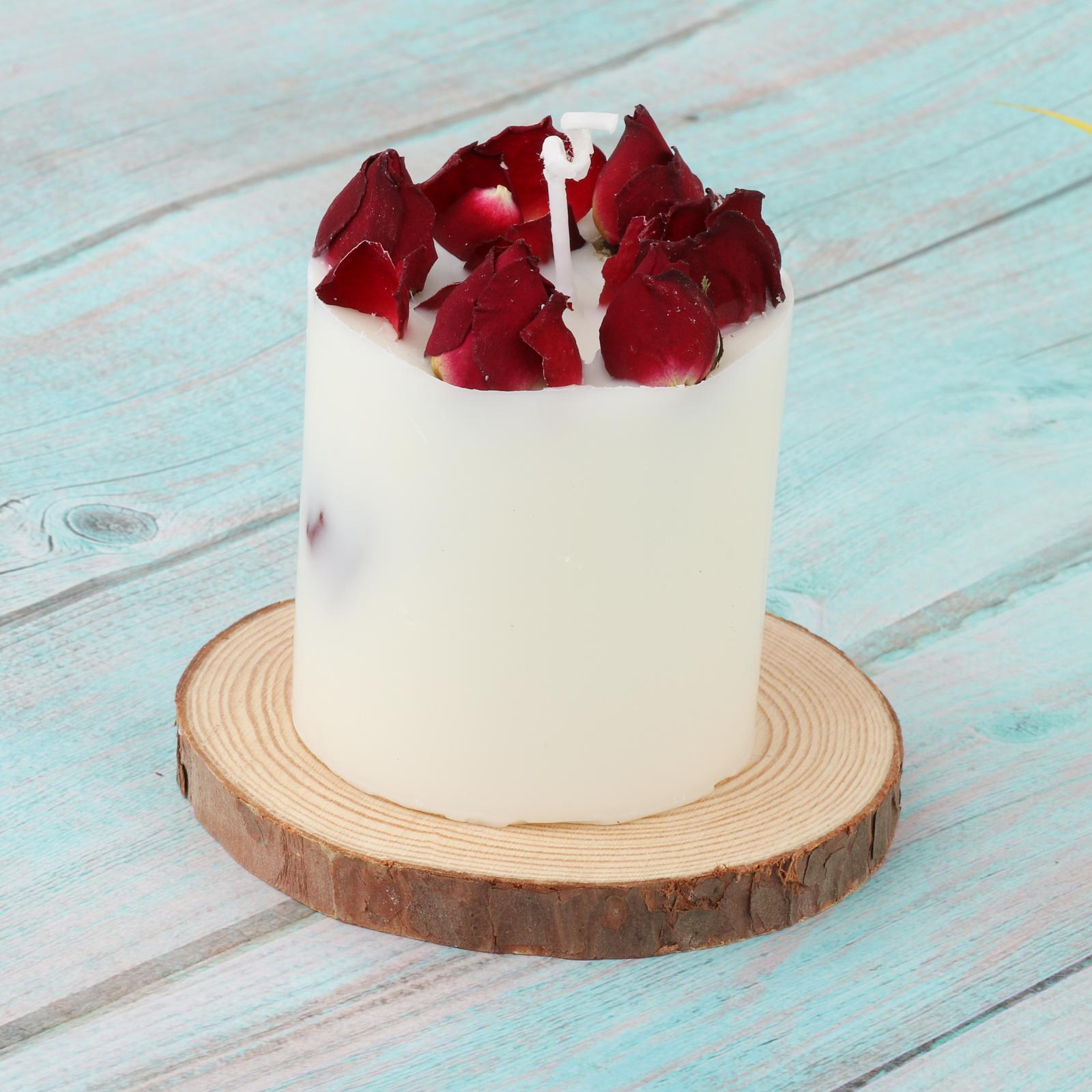 Dry Flowers Candle, True Rose Scented Candles Long Burning Tealight Candles Gift for Women Birthday