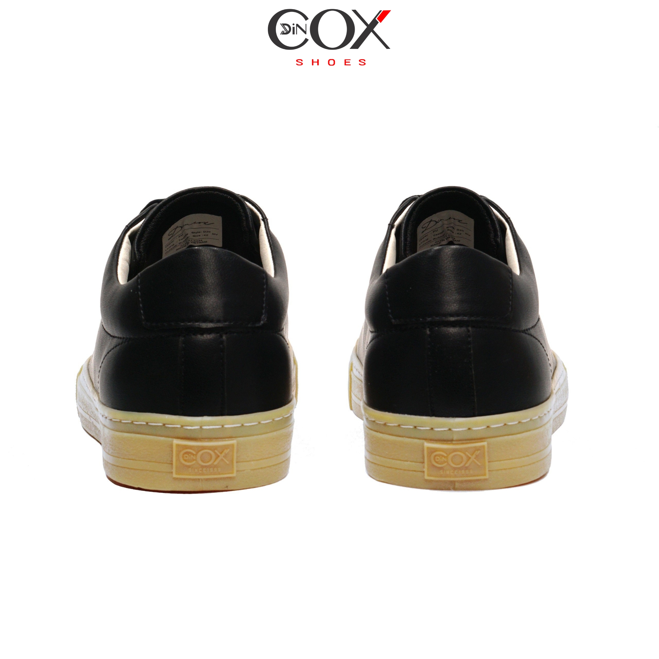 Giày Da Nam Sneaker DINCOX D20 Black/Gum Năng Động Cá Tính