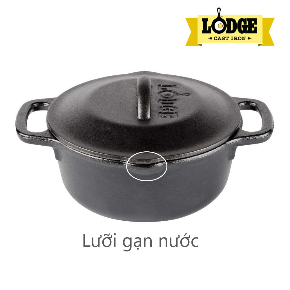 [Chính hãng LOGDE - MỸ] Nồi gang Lodge 18.5cm - L1SP3 - dung tích 0.95 lít. Dùng kho cá, nướng gà, nướng bánh, cơm, canh