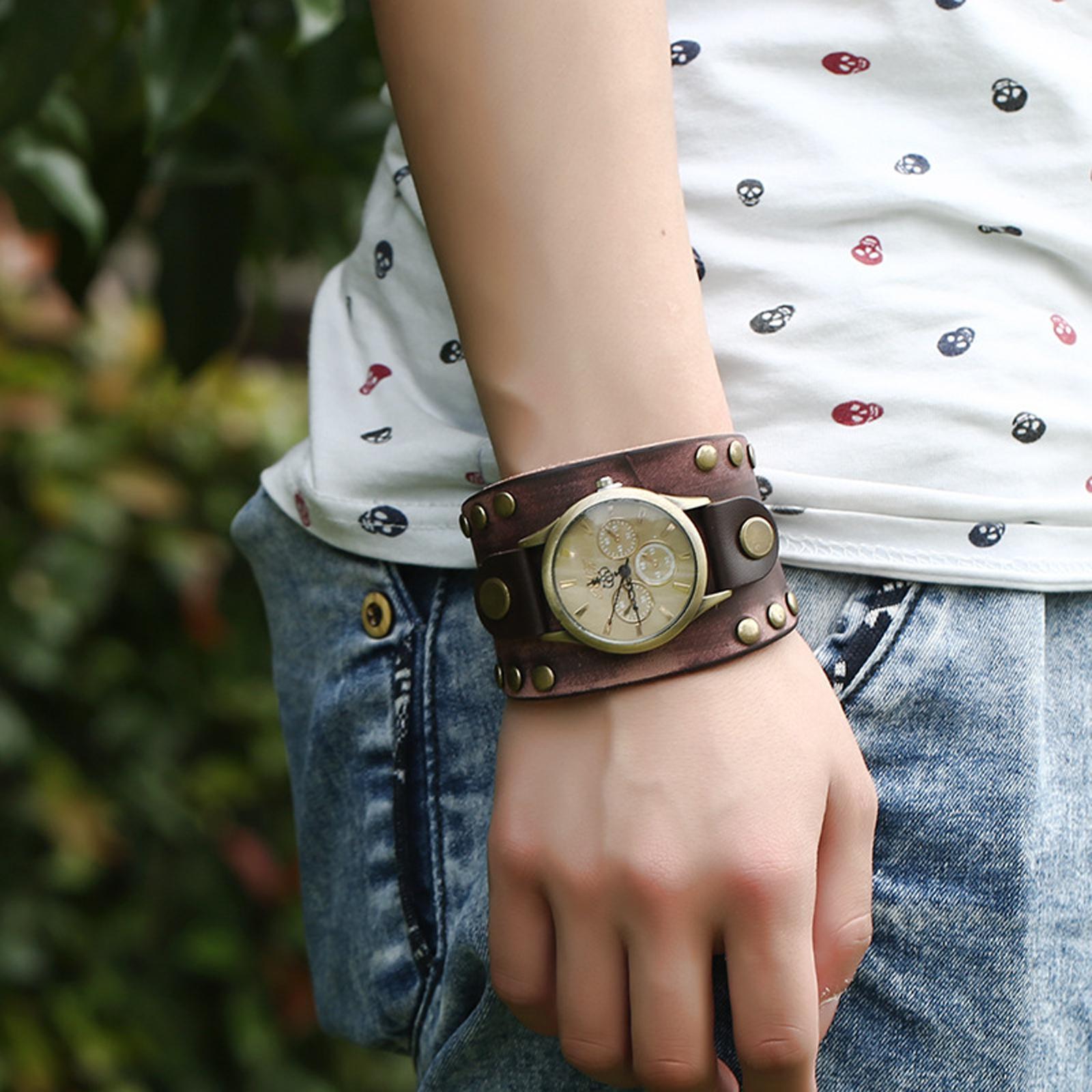 Retro Men\'s  PU Strap Watch Wristband,   5.2cm  Day Gift Male Bangles Fashion