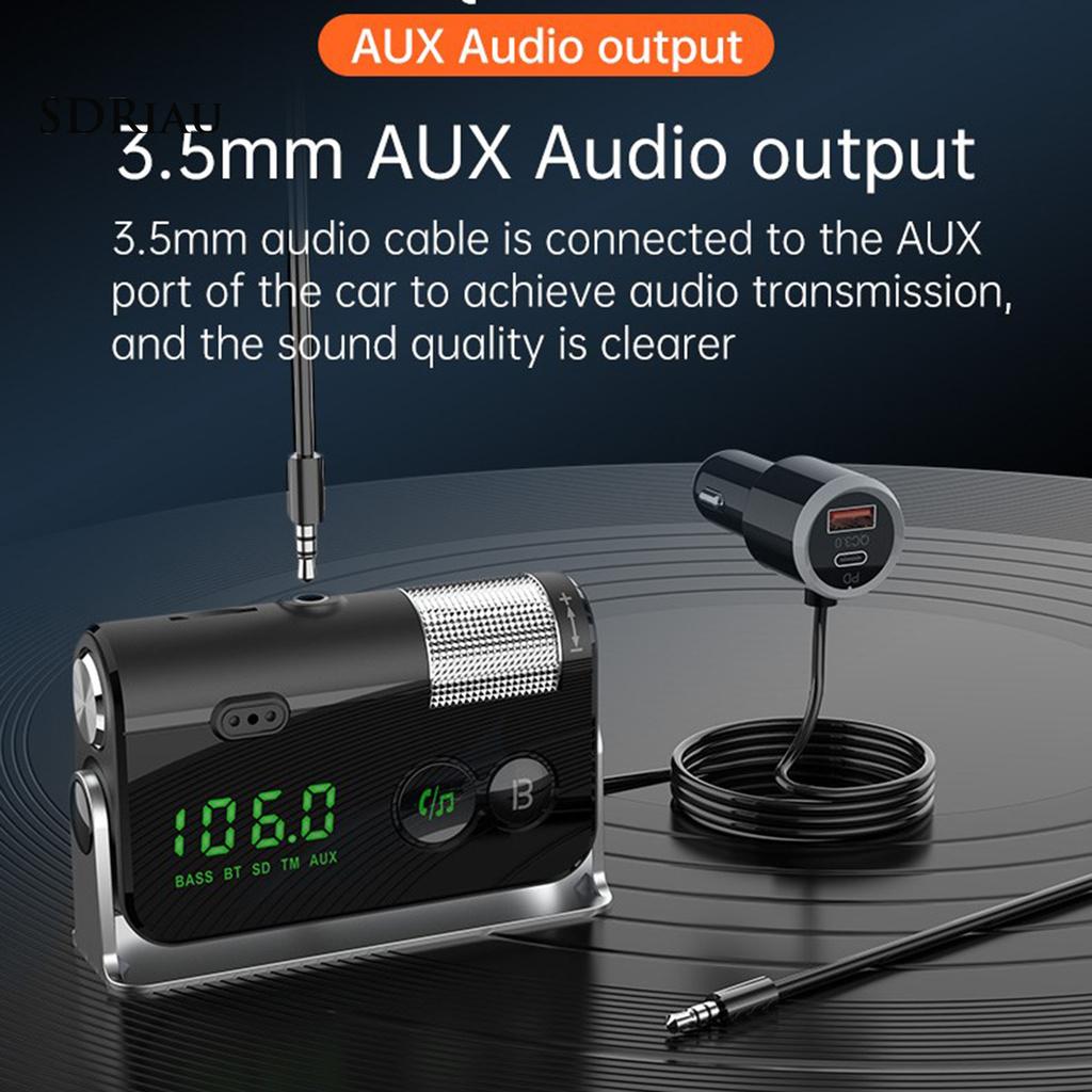 *QXDZ* BC73 12V/24V Noise Reduction Car QC 3.0 PD18W Fast Charging Bluetooth 5.0 FM Transmitter