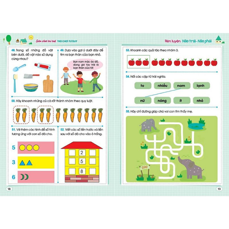 Sách - Sân chơi trí tuệ trò chơi tư duy rèn luyện não trái não phải dành cho trẻ từ 3-6 tuổi (lẻ 1c)