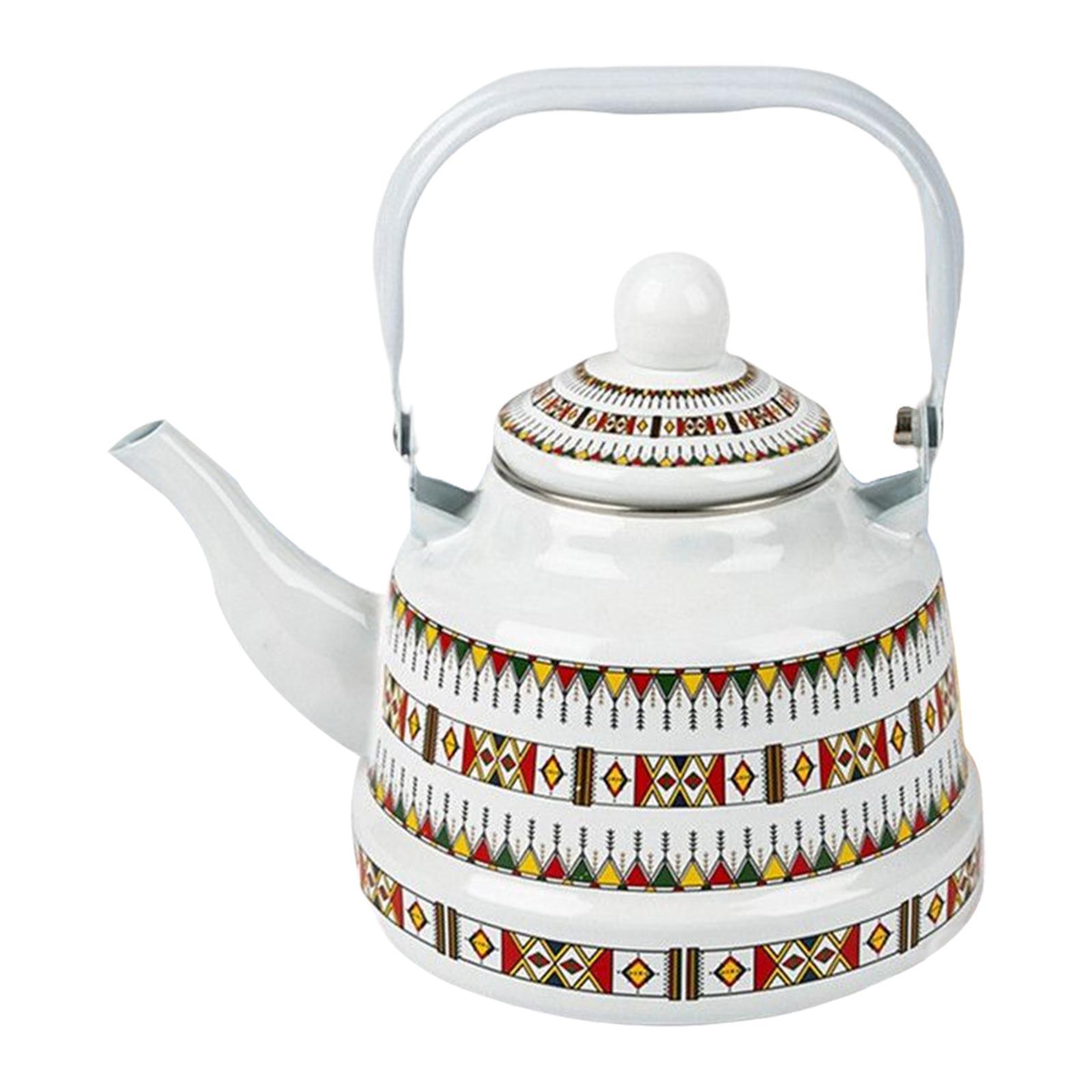 2.5L Enamel Tea Kettle with Steel Handle, Vintage Teakettle Large Stovetop Kettle, Camping Outdoor Kettle Water Tea Pot for Family, Home, Office