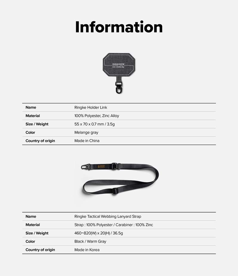 Dây đeo RINGKE Holder Link Tactical Webbing Lanyard Strap - Hàng Chính Hãng