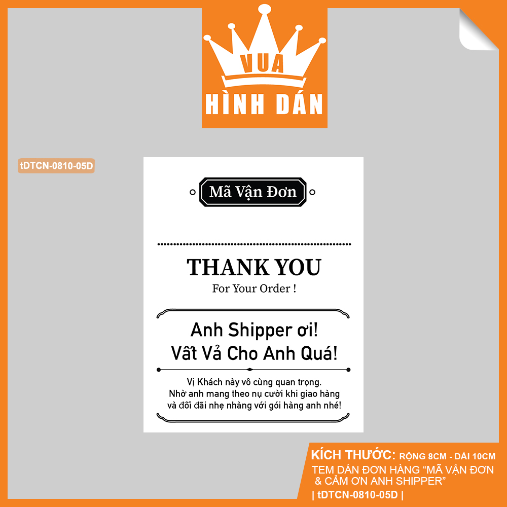 Set 50/100 phiếu ghi mã vận đơn kèm lời nhắn gửi shipper thiết kế trắng đen đơn giản - tem sticker phiếu ship hàng, phiếu giao hàng, anh shipper ơi