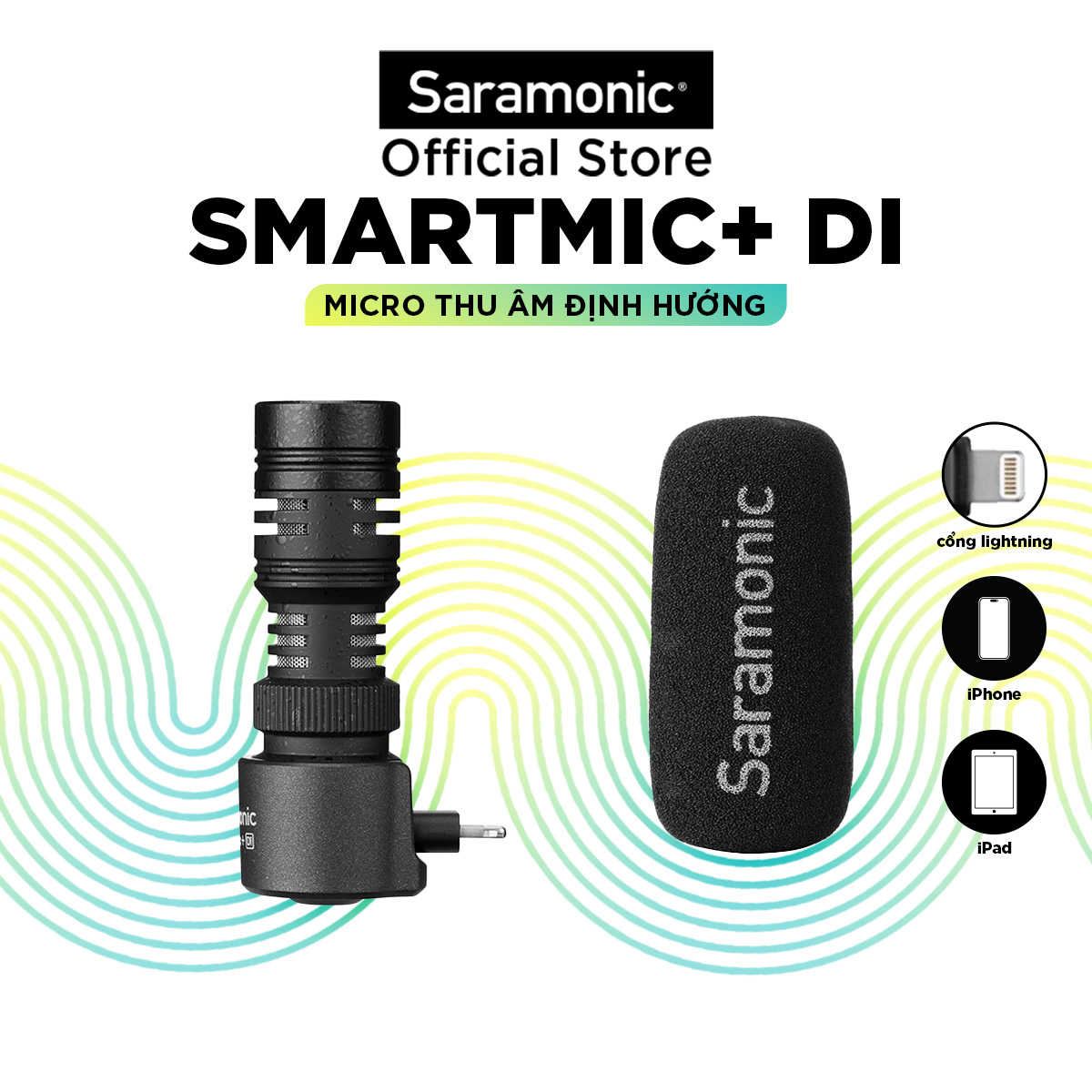 Micro Thu Âm Không Dây Saramonic Smartmic+ Di - Kết Nối Điện Thoại Iphone / Thiết bị IOS - Livestream/ Phỏng Vấn/ Quay Video/ Podcast - Hàng Chính Hãng
