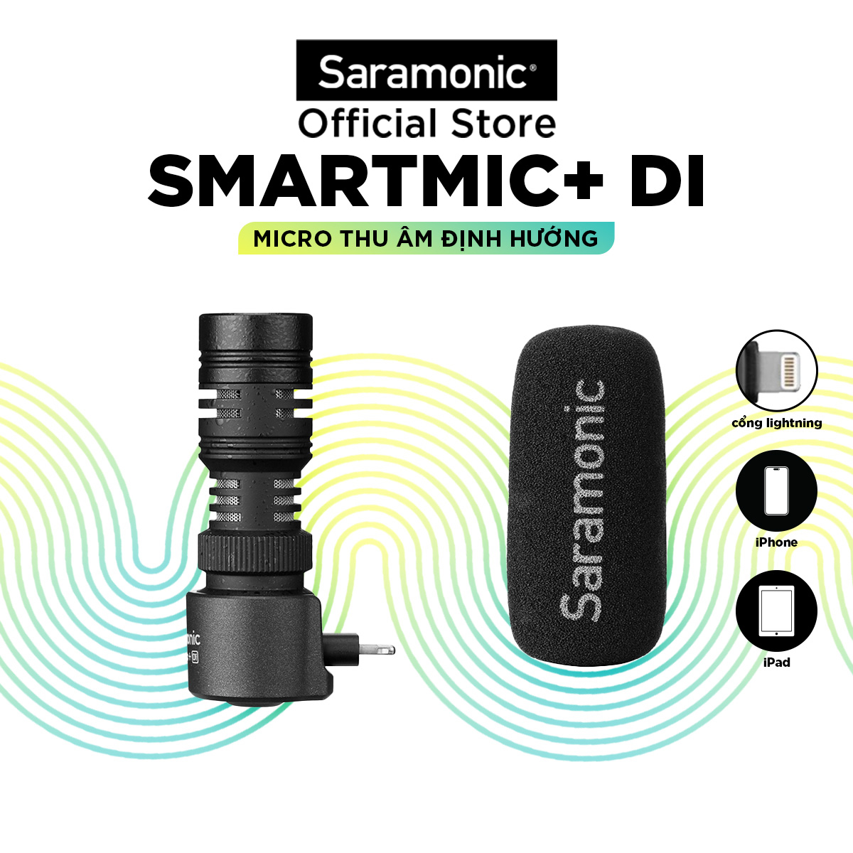 Micro Thu Âm Không Dây Saramonic Smartmic+ Di - Kết Nối Điện Thoại Iphone / Thiết bị IOS - Livestream/ Phỏng Vấn/ Quay Video/ Podcast - Hàng Chính Hãng 