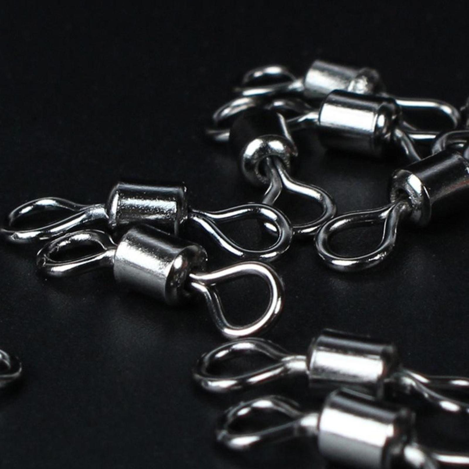 200-500pcs Fishing Rolling Barrel Swivel Connector Tackle Strong Copper Black Nickel Saltwater Fishing Swivels Hooks Lines Connect Hooks