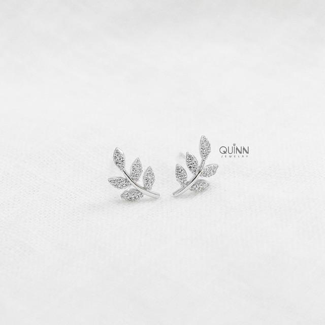 Khuyên tai Crystal Leaf - Khuyên 5 lá đính đá