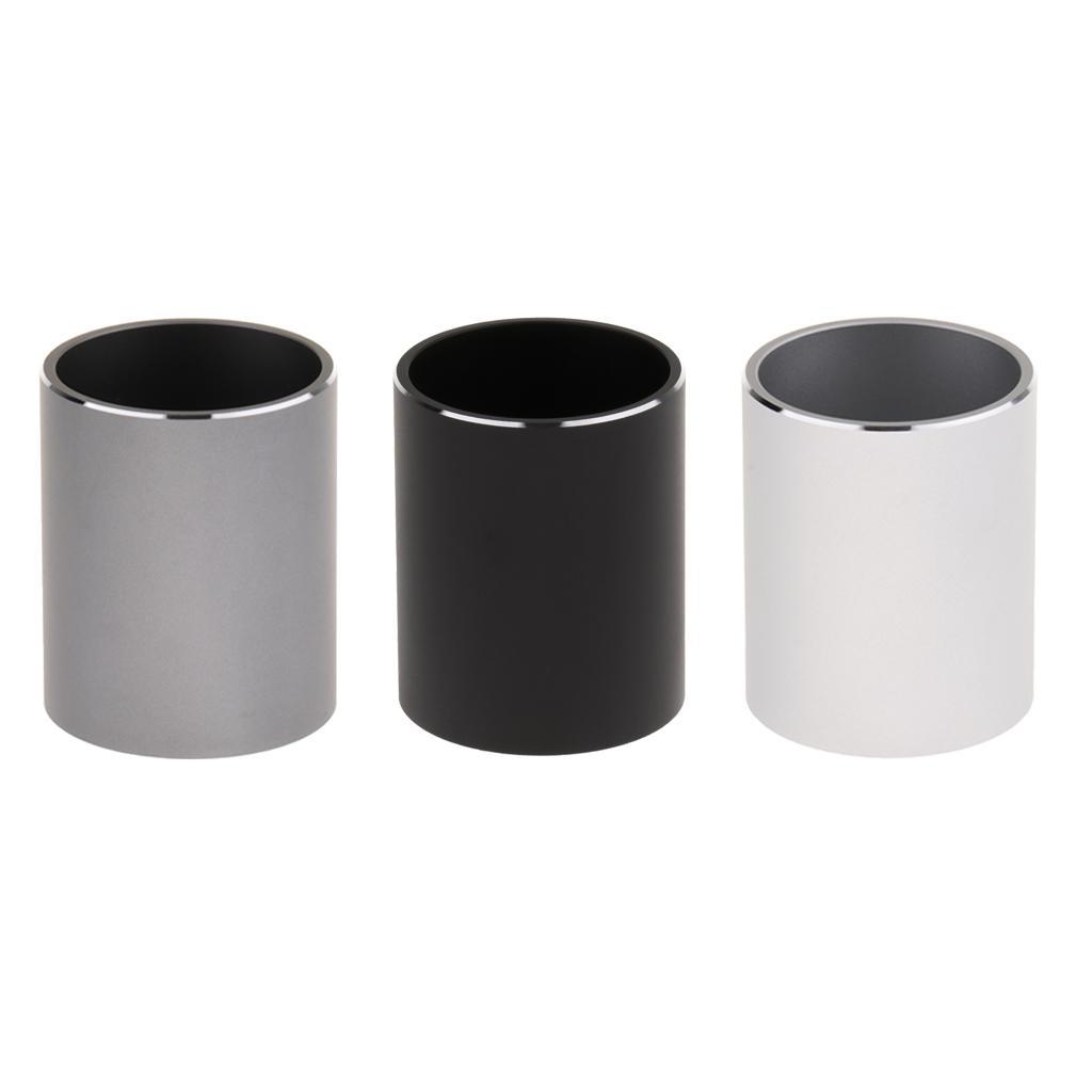 Aluminum Alloy Cylindrical Style Pen Holder Pencil Holder Container - Black