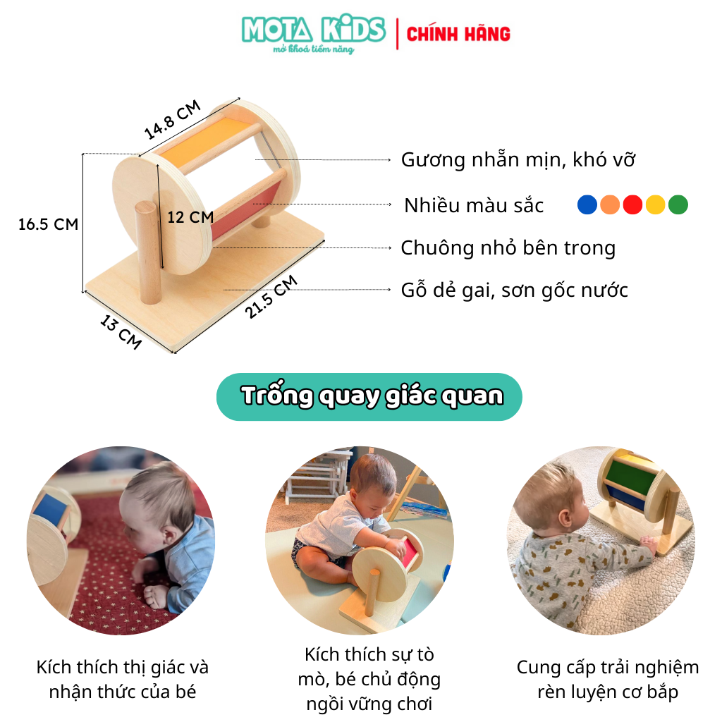 Trọn bộ 5 món đồ chơi cho bé 6-9 tháng Montessori Mota kích thích vận động - Hàng chính hãng