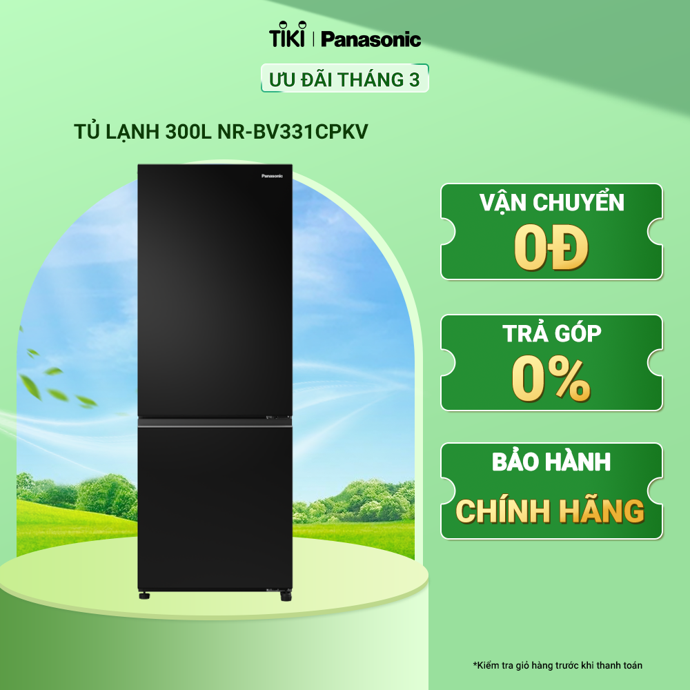 Tủ lạnh Panasonic Diệt Khuẩn 300L NR-BV331CPKV Cấp Đông Mềm - Ngăn Đá Dưới - Làm Đá Tự Động - Siêu Tiết Kiệm Điện Năng - Hàng chính hãng