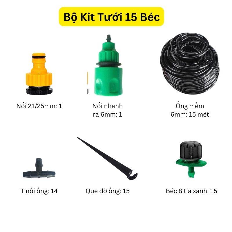 Bộ Kit Tưới Nhỏ Giọt 8 Tia Xanh 10/15/20 Béc Tưới Ban Công Sân Thượng Tiện Lợi