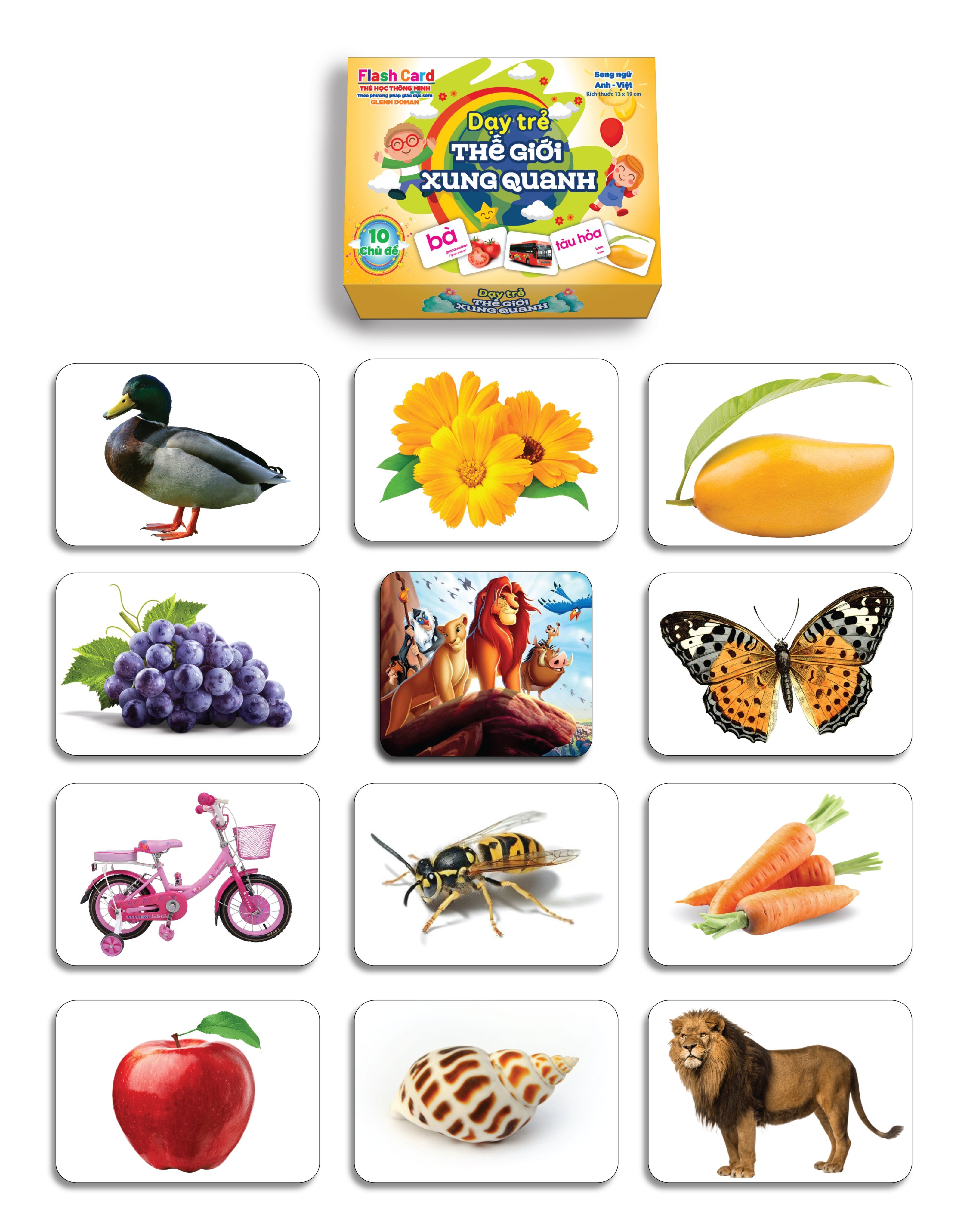 Bộ thẻ học thông minh Flashcard Song Ngữ giành cho trẻ từ 0-6t (Được tặng kèm thêm 2 miếng ghép hoạt hình đáng yêu )