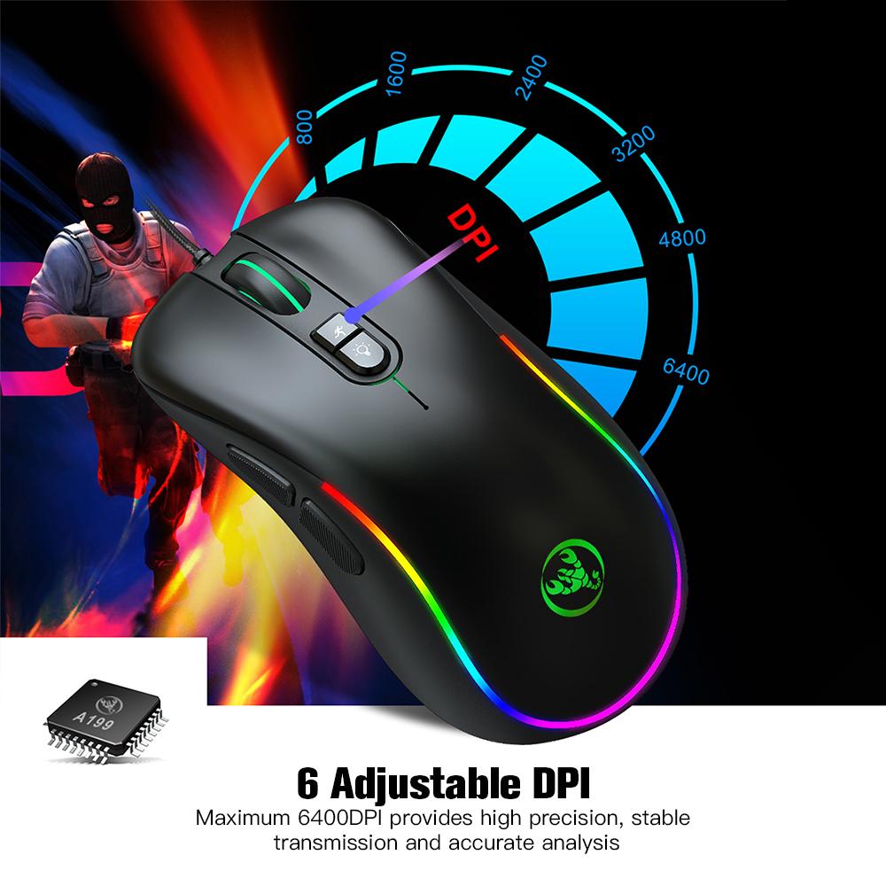 Chuột chơi game có dây HXSJ J300 lập trình macro DPI có thể điều chỉnh